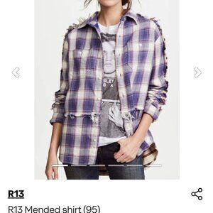 NEW! R13 Mended Plaid Shirt oversized  XS – $495 RARE COLOR COMBO! SOLD OUT!